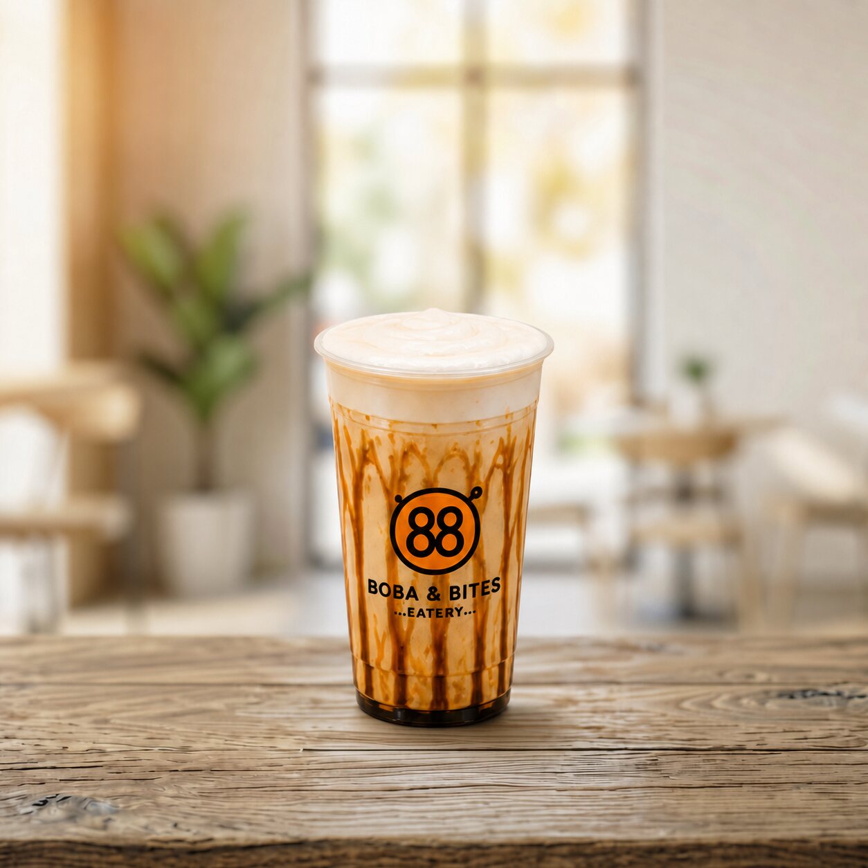 Boba & Bites seafoam brown sugar milk tea