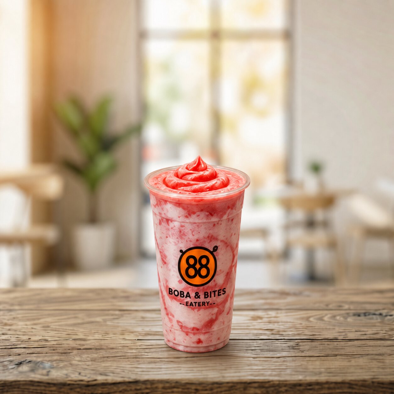 Boba & Bites strawberry sea salt foam drink
