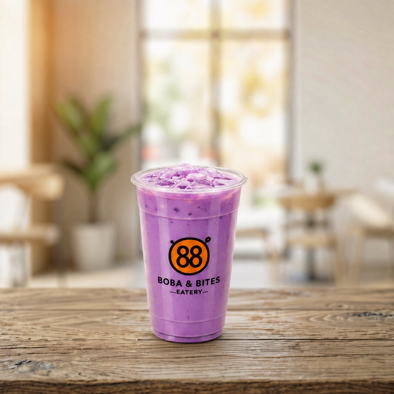 Boba & Bites taro ube milk tea