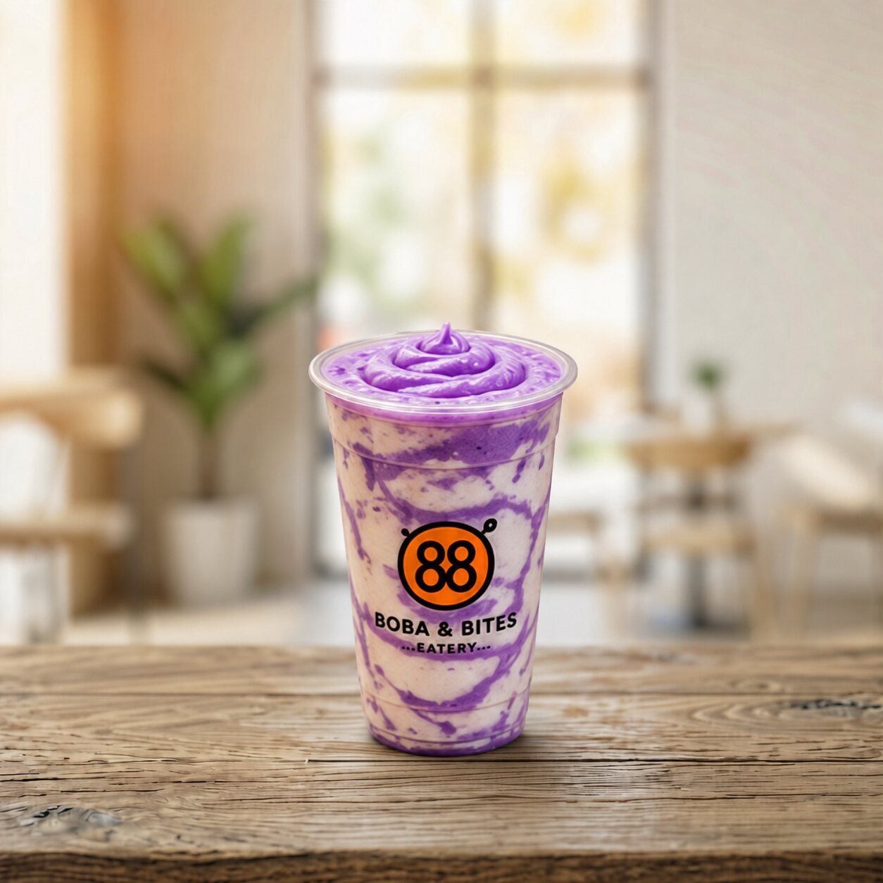Boba & Bites taro ube sea salt foam drink